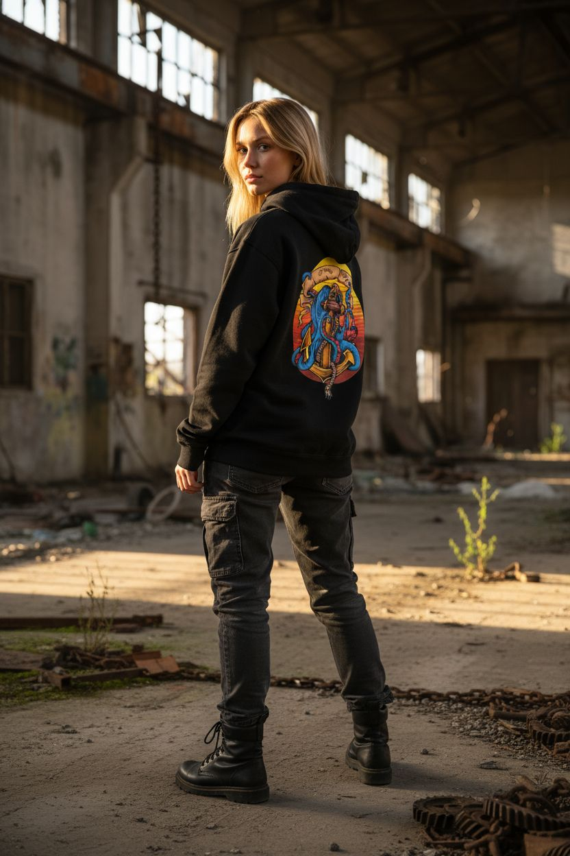 Sudadera con capucha 320g Pulpo &amp; Ancla — Ondiña Rabuda